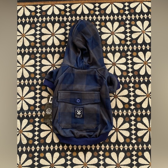 Dixxon NWT Blue Plaid Dog Hoodie Size M - Picture 5 of 8